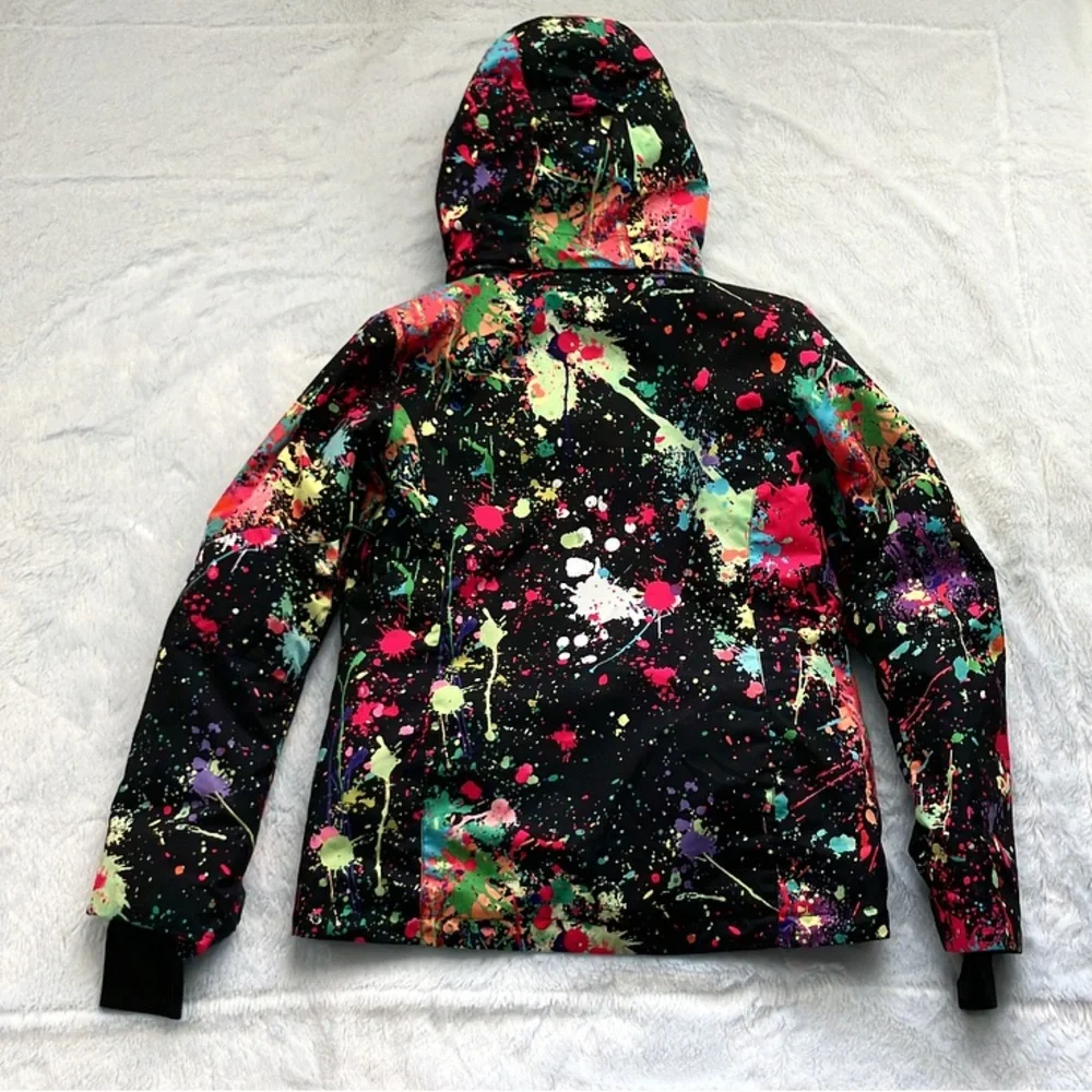 Like New Gsou Snow Multicolor Splash Ink Spatter Snowboard Ski Coat, Size Small